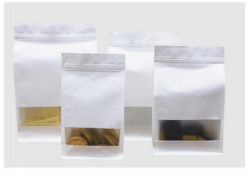 Eight Side Seal White Kraft Paper Bag With Window